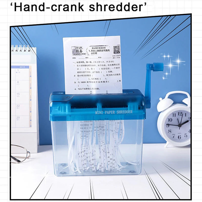 Mini Manual Paper Shredder A6 Office Document Destroyer Receipts Tickets Thick Cardstock Cutting Machine 18x15x10.5cm