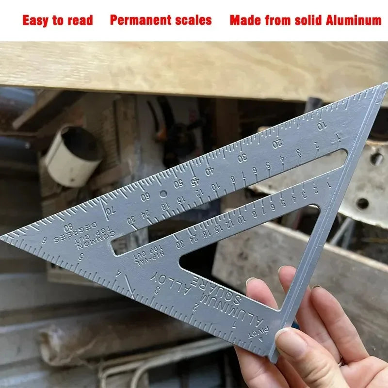 New Angle Ruler Square Woodworking Tools 1pcs 7Inch Triangle Ruler Measurement Tool Aluminium Alloy Carpenter Tools Inch Metric