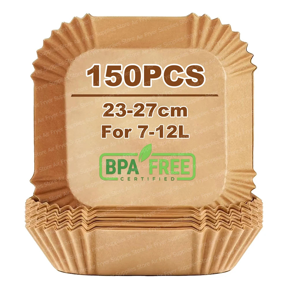 23CM Air Fryer Disposable Baking Paper Square Greaseproof Paper Parchment Paper for 7-12L Basket Airfryer Microwave Oven Steamer