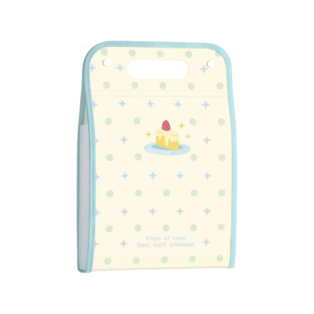 PP Accordion File Organizer Vertical Multi-Compartment Structure Expanding File Folder Portable Carry Handle Cute Pattern