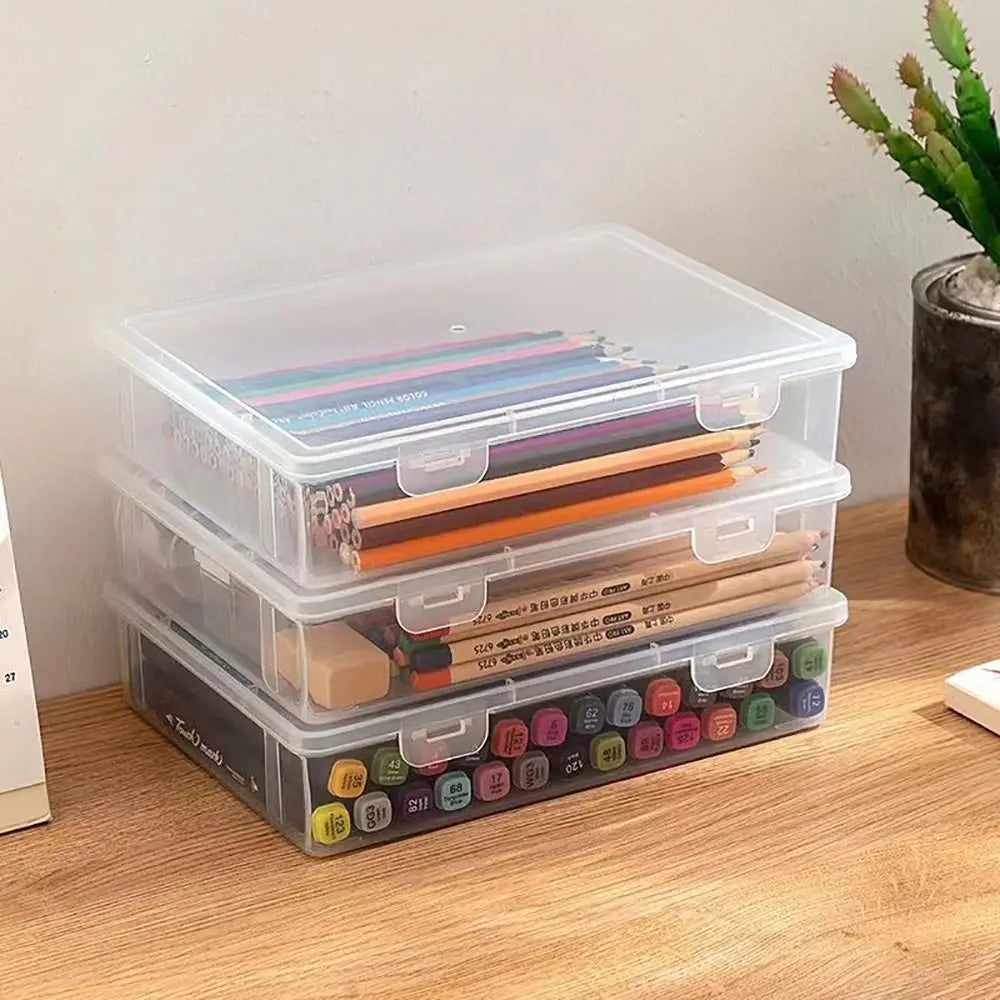 Portable A4 A5 File Organizer Multifunctional Transparent Document Storage Container Dustproof File Box Home Office Supplies
