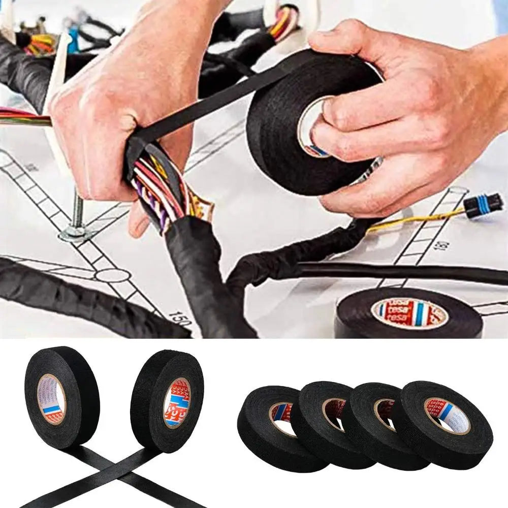 15/25M Width 9/15/19/25/32MM Wrapping Tape Cable Fixed Automotive Heat-resistant Wire Harness Tape Adhesive Cloth Fabric