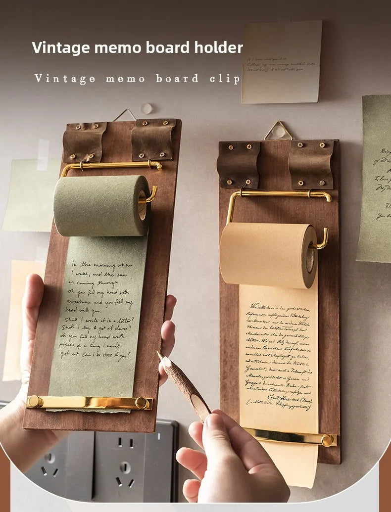 Vintage Sticky Note Clip Hanging Roll Paper Sticky Note No Sticky Ins Wind Board Note Blank Notepad Message Pad