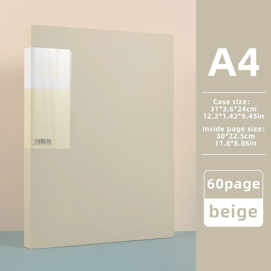 Hot Classic Style 20/30/40/60 Pages Thick Side-in Type Display Book Waterproof Large Specifications Test Paper Storage Folder