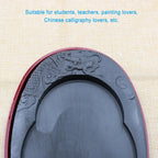 Calligraphy Inkstone with Cover Compact Portable Ink Grinding Stone Smooth Flat Base Comfortable Grip for Teachers Artists