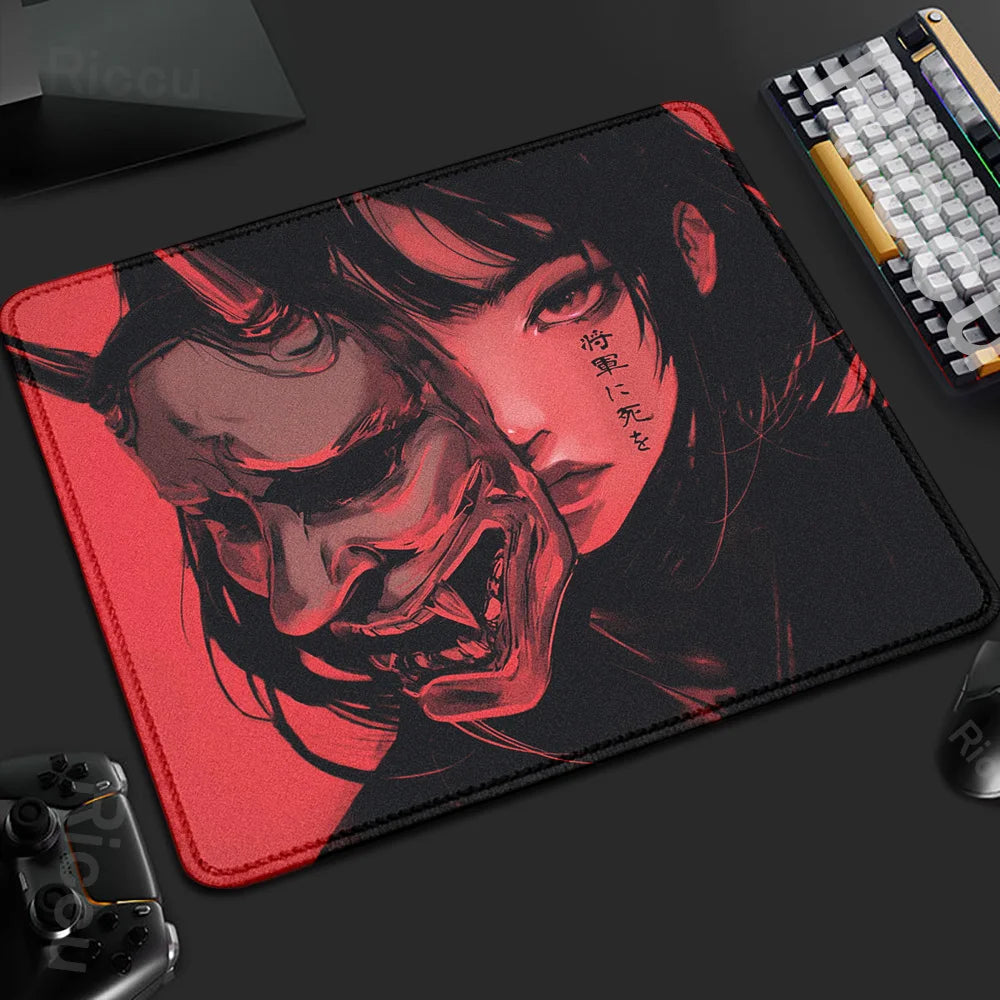45x40CM Non-slip Mousepad Mask Girl Speed Table Pad E-Sports Keyboard Oni Mice Mat Game Professional Premium Suture Edge Deskmat