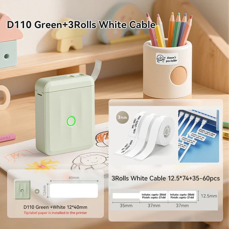 NIIMBOT D110 Upgraded Version Thermal Label Printer Mini Portable Name Tag Label Maker With Tape for Office Home Kitchen School