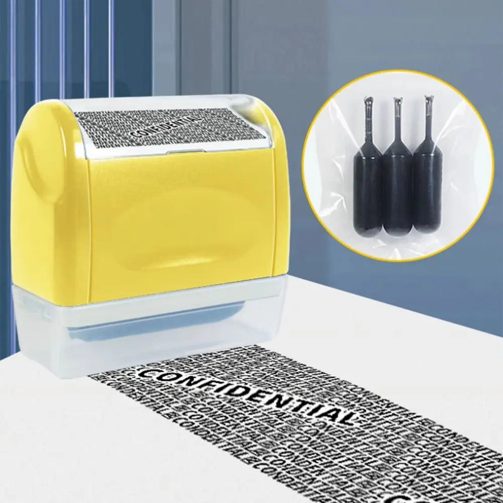 Leakproof Identity Theft Protection Roller Stamp Portable Roller Stamp Manual Roller Stamp Ink Refill Garbled Chapter