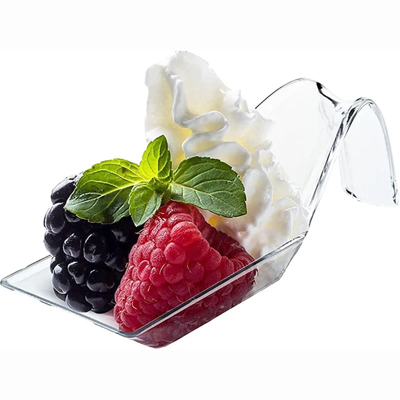 20Pcs Plastic Spoon Shaped Appetizer Spoons, Clear Mini Catering Dessert Tasting Spoon, Disposable Containers for Cream Sauces