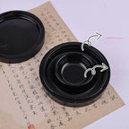 5-Inch Hot Pot Inkstone with Cover Double Circle Anti-drop and Anti-dry Ink Inkstone for Students' Calligraphy