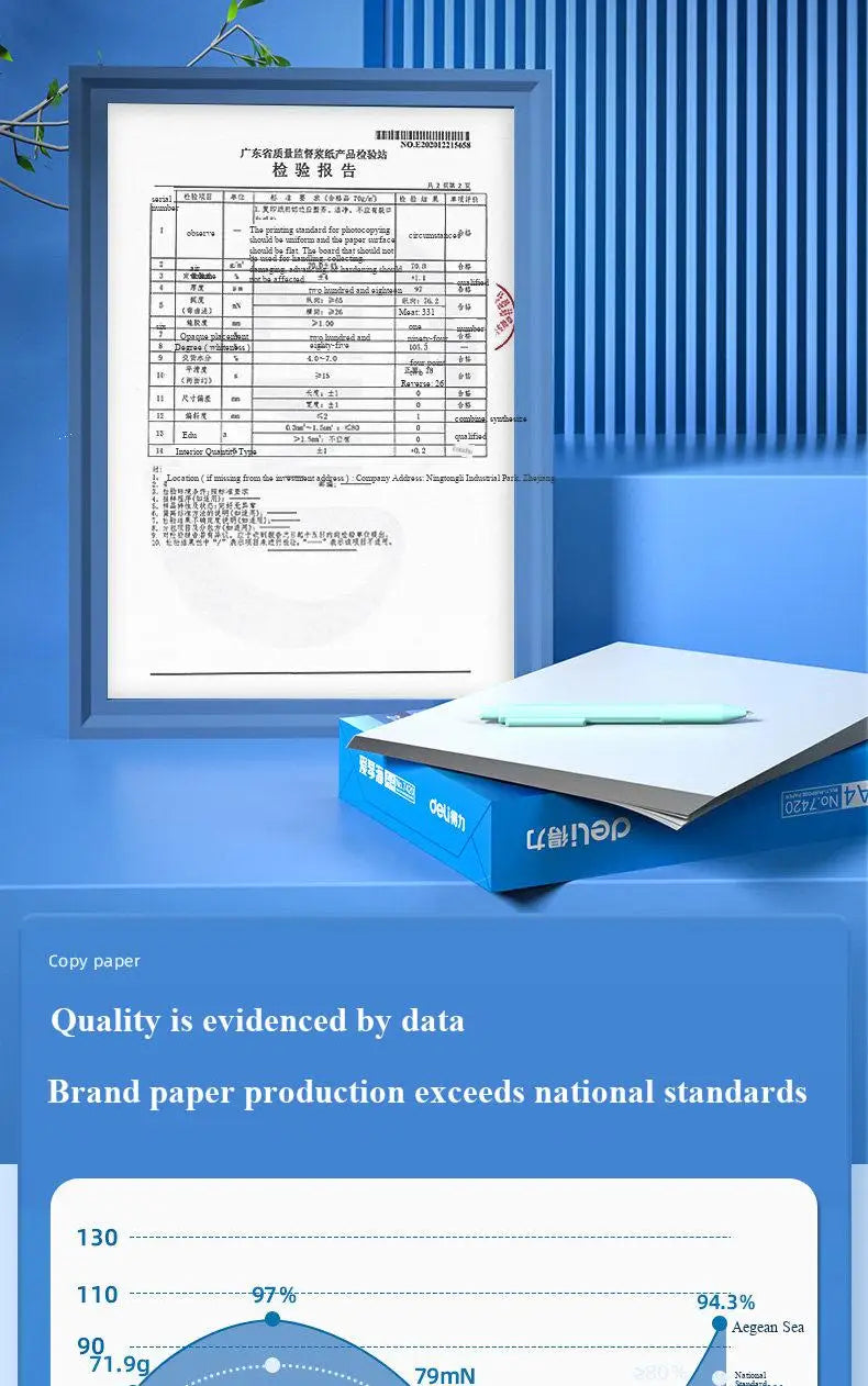 1 Pack 500 Sheets Deli A4 Multi-purpose Paper 70/80g Aegean Sea Series Copy Printing Paper 7420/7433