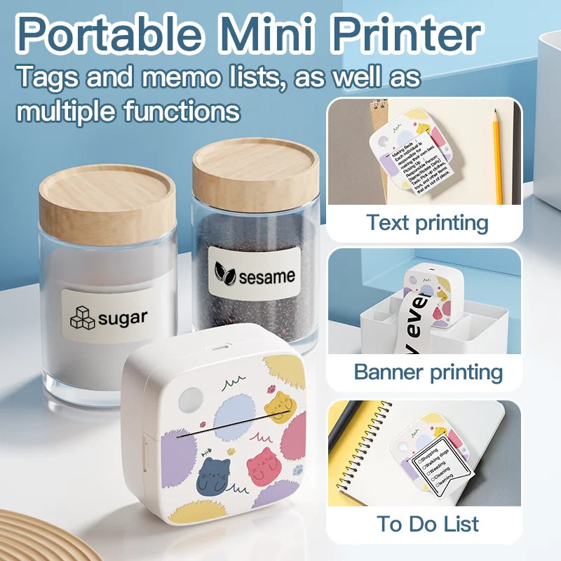 Dolewa D2 Label Maker Printer Portable Printer Thermal Paper Printer Label Sticker Paper Printer for Photo Printing