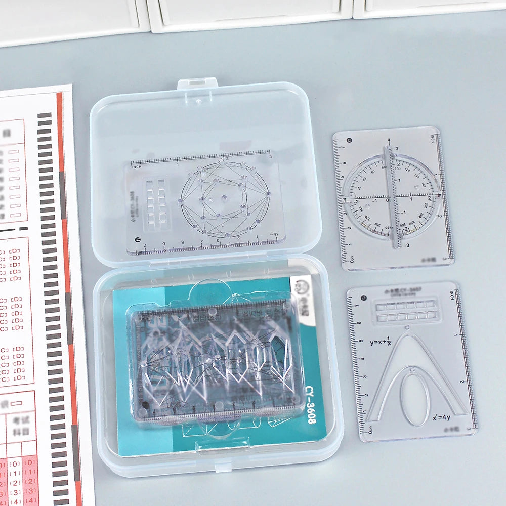 8 PCS Multi functional ruler set for mathematical geometry, function graphics, drawing geometry, ruler
