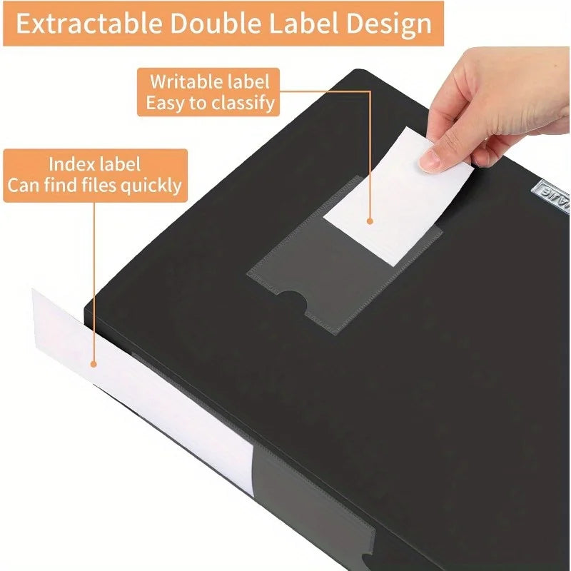 4pcs Black Plastic Storage Boxes with Lids - A4 File Organizer Bins for Office, Home, and Home Organization,File Organizer Boxes