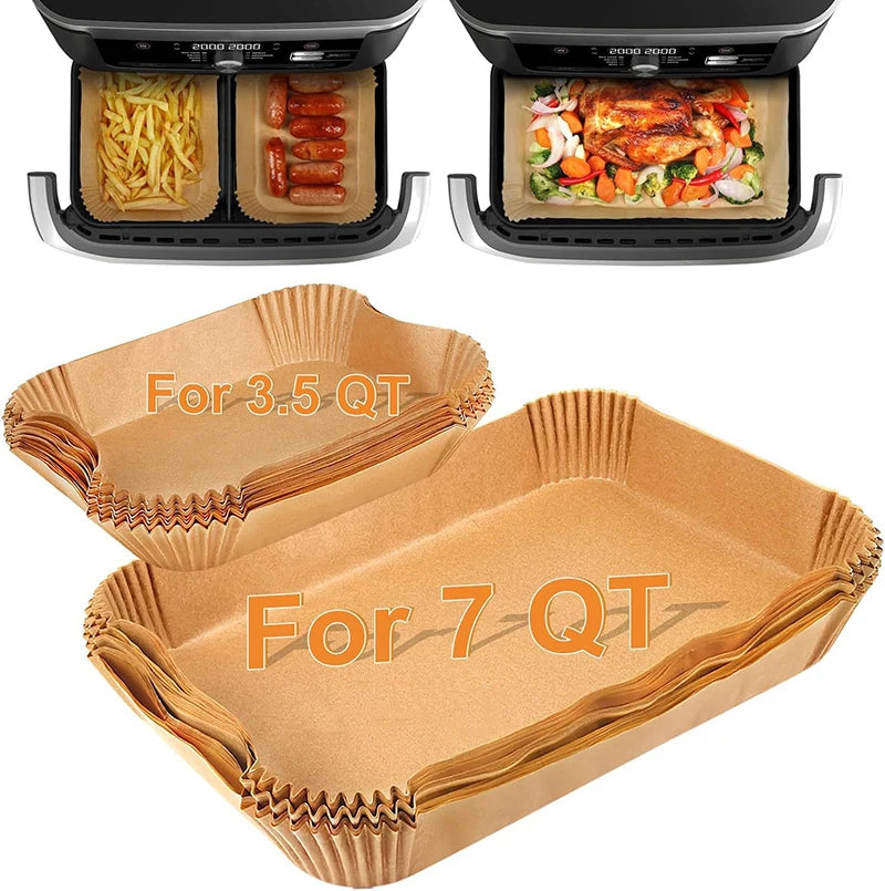 Large Rectangle Air Fryer Disposable Paper Liner 31 cm Nonstick Airfryer Parchment Special Baking Paper for 3-9QT Cooking Basket