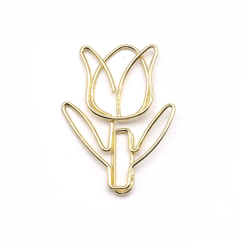 20/50PCS Tulip Paper Clips Kawaii Notebook Planner Bookmarks Korean Stationery Ticket Photo Clip Office Supplies Bookmark Folder