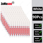 1-90Pcs Waterproof White Long Head Markers Pen 2cm Woodworking Deep Hole Marker Pens Metal Carpenter Black/Red/Blue/Green Ink
