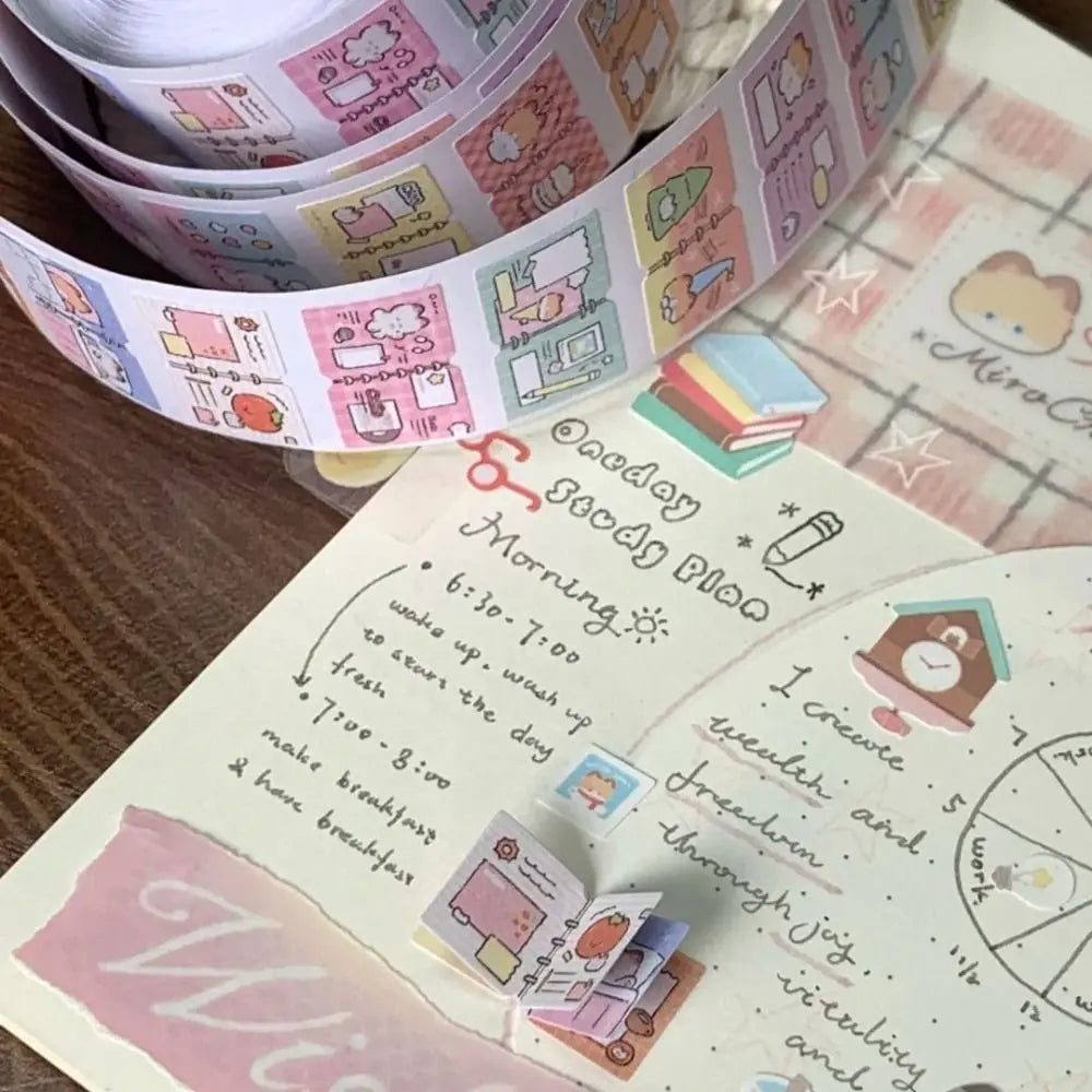 200Pcs/Roll New Kitten Label Sticker Removable DIY Scrapbooks Index Tabs Cartoon Gift Classification Tags Student Supplies