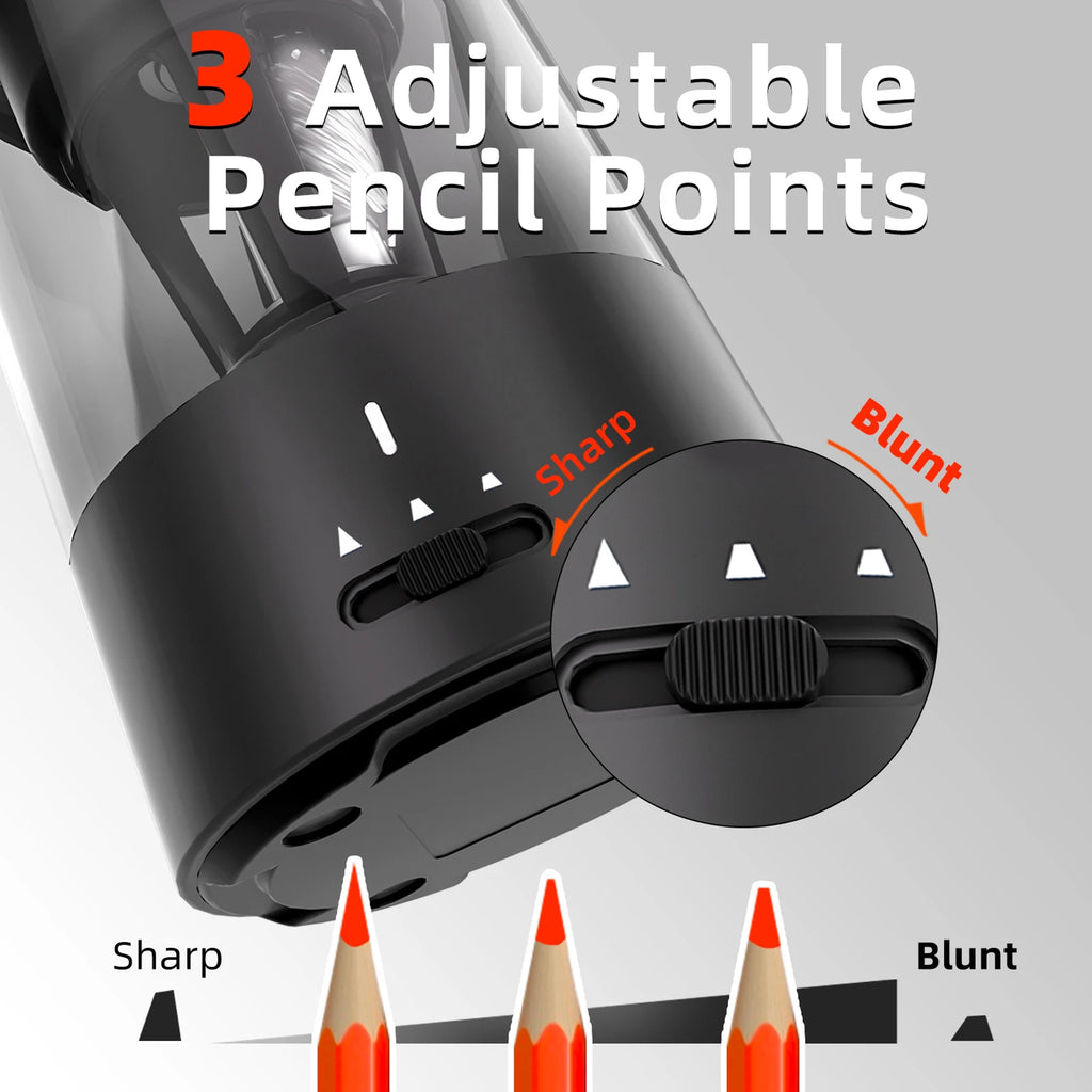 Automatic Electric Pencil Sharpener Portable Battery Powered for 6-8mm Pencil Support Hexagonal/ Triangular/ Round pencils