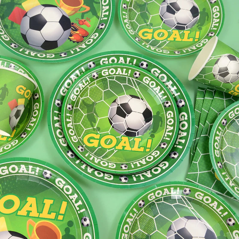 Soccer Party Disposable Tableware Paper Plates Cups Napkins Tablecloth Kids Boys Football Birthday Party Decoration Supplies