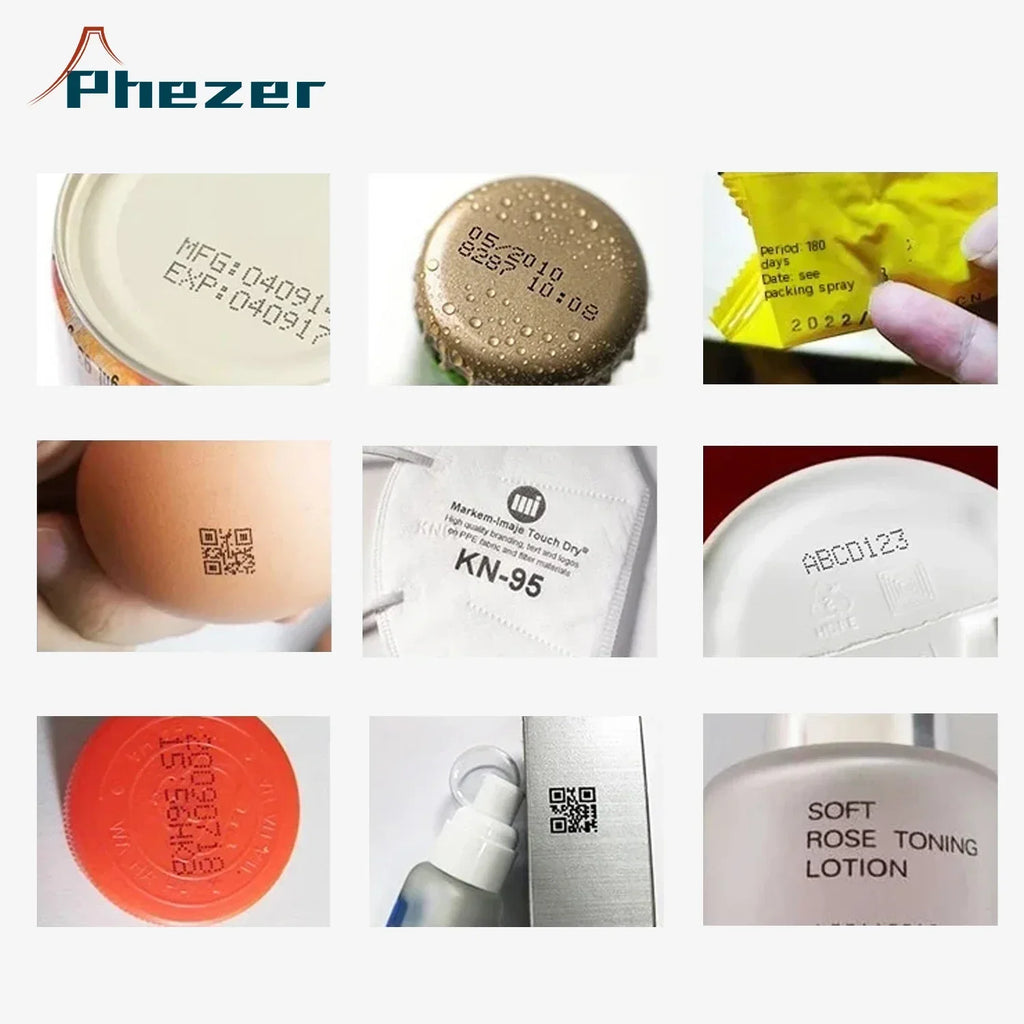 Phezer 12.7mm P17 Handheld Inkjet Printer Portable Label Printer Expiry Date Expiration Batch Code Logo QR Barcode 28 Languages