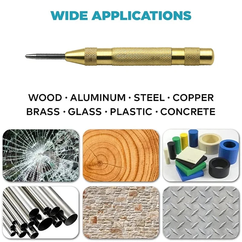 Automatic Center Punch 130MM Strong Adjustable Spring Loaded Drill Tool Woodworking Mental Puncher Loaded Marker Hand Tools