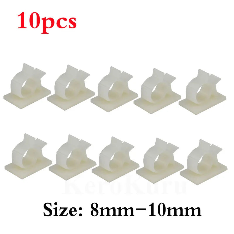 10pcs Adhesive Cable Organizer Clips Table Cable Management Adjustable Cord Holder For Car PC TV Charging Wire Bobbin Winder