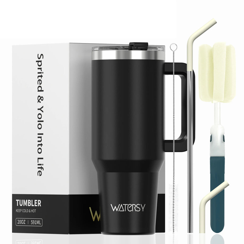 WATERSY Large Capacity 30/40oz Stainless Steel Tumbler with Handle And Straw Double Vacuum Insulated Thermal Coffee Mug