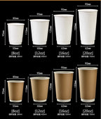 50pcs/pack Kraft Paper Bubble Tea Cup Double-layer Heat-insulating Paper Cup Disposable Thick Hollow Coffee Cup Accept Customize