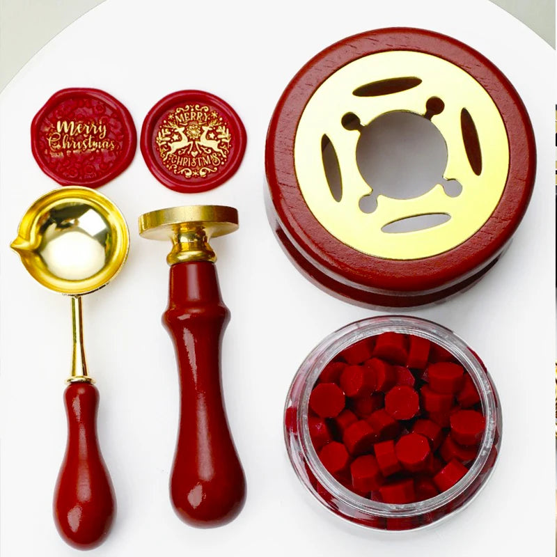 DIY Sealing Wax Spoon Bead Melting Heater Lacquer Furnace Solid Wood Stove Seal Supplies For Stamp Wax Stamp Craft Wedding Gifts