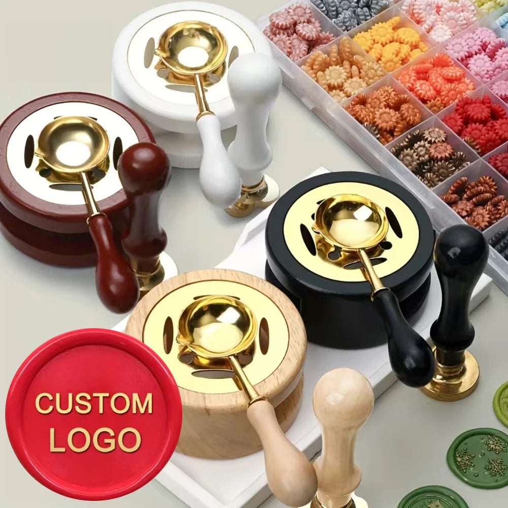 Custom Wax Seal Stamp Kit Personalized Image/LOGO Customized Wax Sealing Stamp with Melting Spoon set for Wedding Invitation Wax