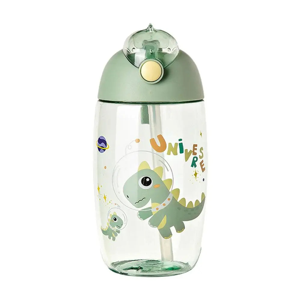 500ml Children's Dinosaur Water Bottle With Silicone Straw Leak Proof Plastic Water Bottle Summer Children's Water Cup