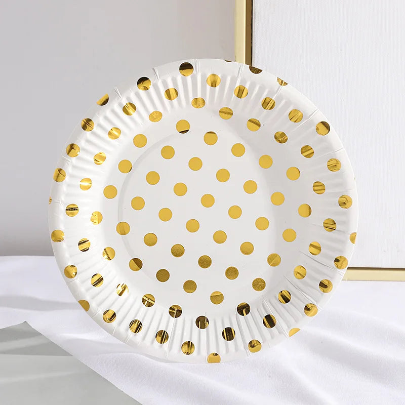 Pink Blue Stripe Dot Disposable Tableware Sets Paper Cups Plate Straws Fork Disposable Sets Wedding Birthday Party Decorations