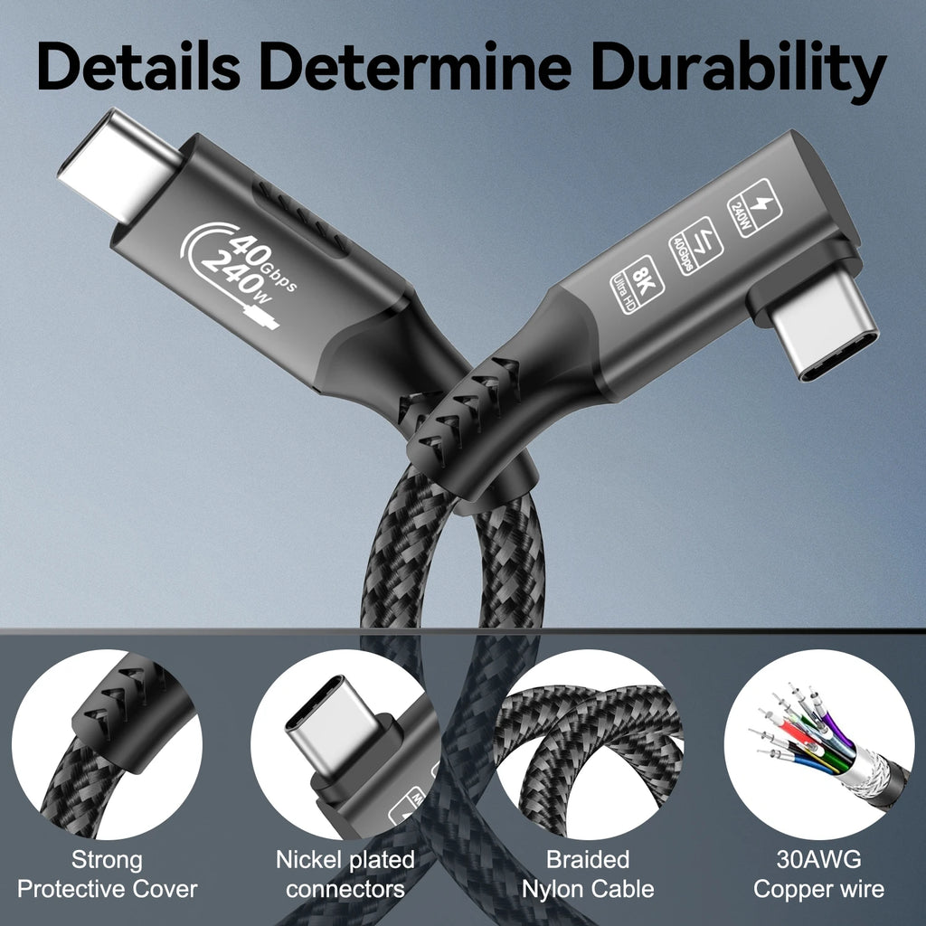 USB4 for Thunderbolt 4 Cable 40Gbps 8K@60Hz 4K@120Hz PD3.1 100W Type-C to USB-C Dual Protocol Compatible for iPhone 17 K36S
