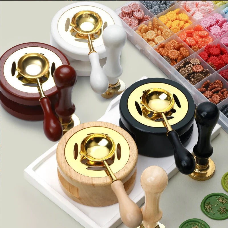 DIY Sealing Wax Spoon Bead Melting Heater Lacquer Furnace Solid Wood Stove Seal Supplies For Stamp Wax Stamp Craft Wedding Gifts