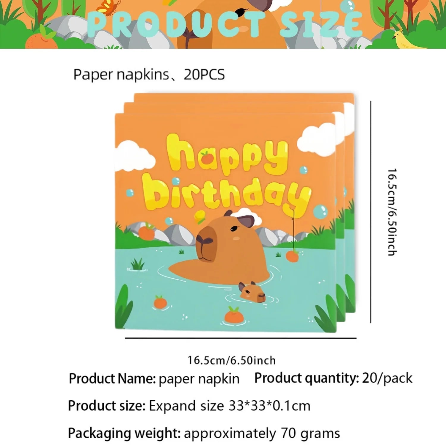Capybara Party Theme Decoration Capybara Birthday Napkins Tablecloth Cup Plate Baby Shower Capybara Birthday Girl Party Favor