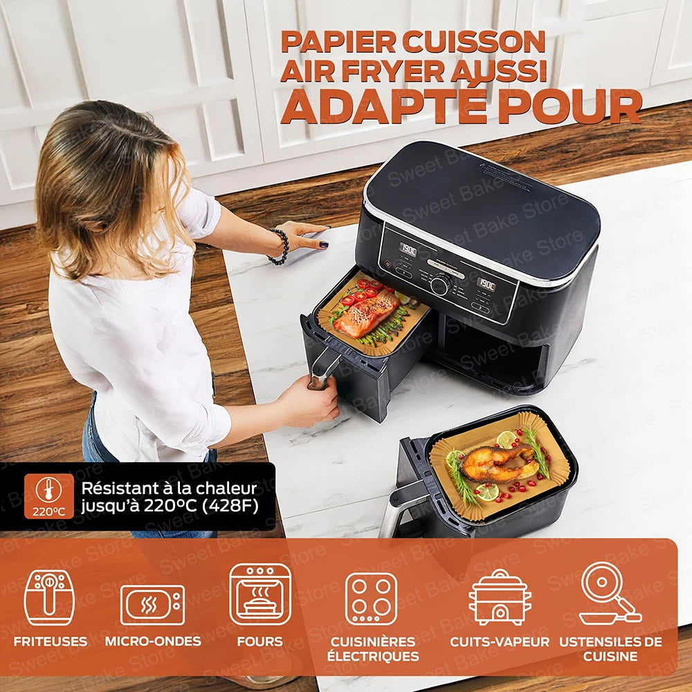 Air Fryer Disposable Liners for Ninja Dual XL foodi AF300 AF400 AF451 Non-stick Parchment Paper Sheets Air Fryer Accessories