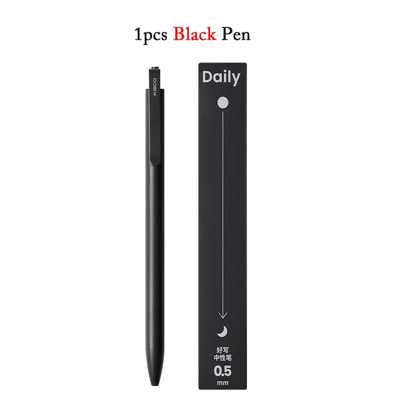 KACO Gel Pens Press Signature Pen Stationery Metal Pen Clip 0.5mm Black Ink Quicking Drying Large Capacity 800M Smooth Writing