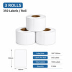 100x150mm Direct Thermal Shipping Labels 350 Labels Per Roll Practical Self Adhesive Stickers for Business Commercial Shipping