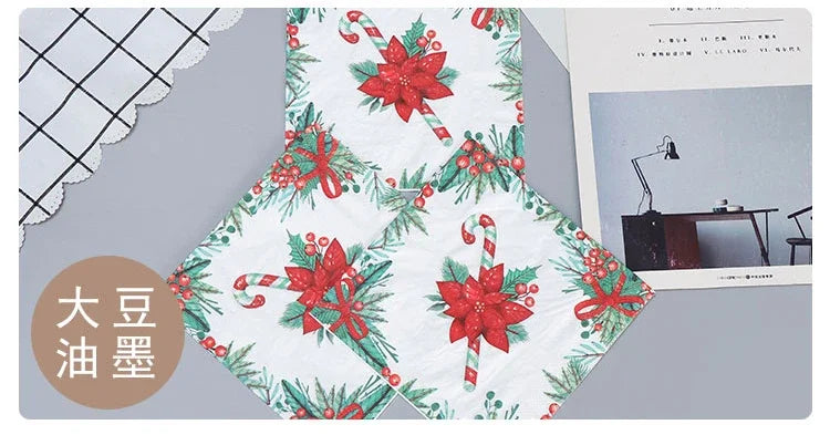 10/20pcs/Pac 33*33cm 2-Ply Colourful Printed Christmas Tree Printed Tissue Paper Christmas Birthday Party Table Decoration Paper
