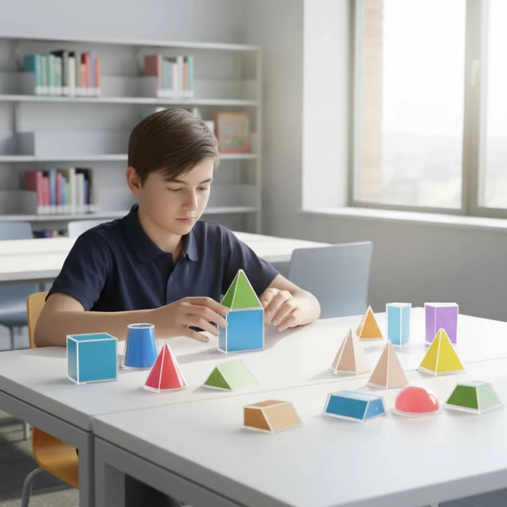 24 Pieces Geometry Teaching Model Kit Transparent Geometric Shapes with Storage Box Geometry Manipulatives Clear for Teachers