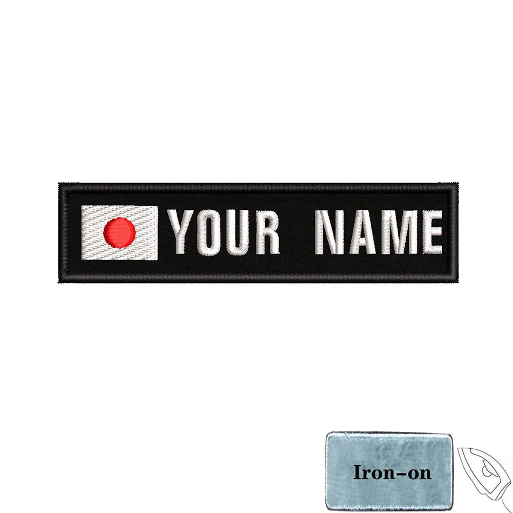 1PC 10cmX2.5cm Custom Name Flag Patch Stripes Badge Iron On Or Hook Loop Armband Germany Luxembourg Armenia Serbia Singapore