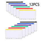 A6 6-Hole Binder Pockets Waterproof PVC Cash Budget Envelopes Zipper Binder Pouches for Notebook Planner Journey Binders