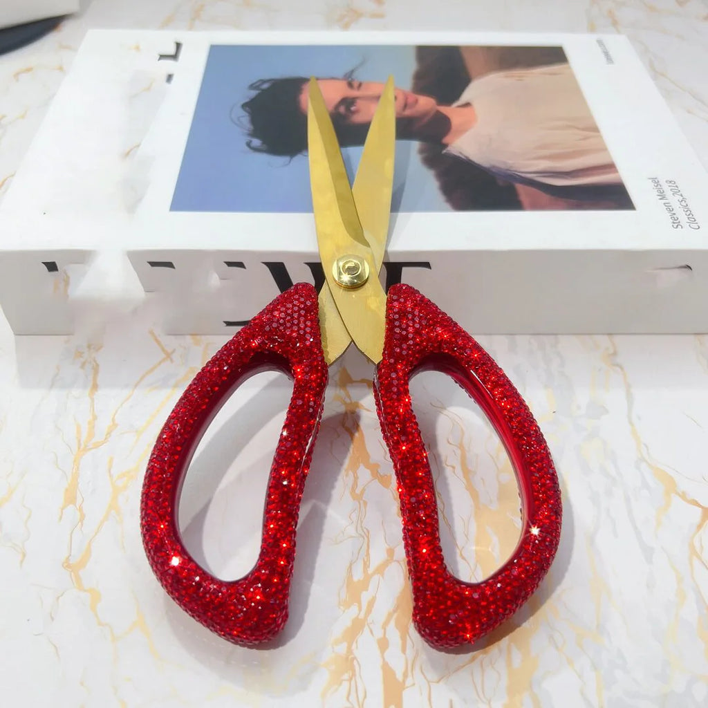 Bling Diamond Stainless Steel Shears Paper Cuttings knife Office Stationery Home Tailor Scissors Kitchen Cutter Cutting Tool