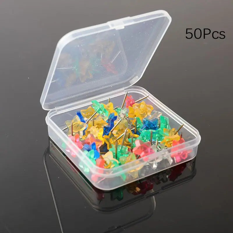 50/100Pcs Plastic Transparent Pentagram Tacks Push Pins Assorted Making Thumb Tacks Cork Board Office School Stationery Supplies