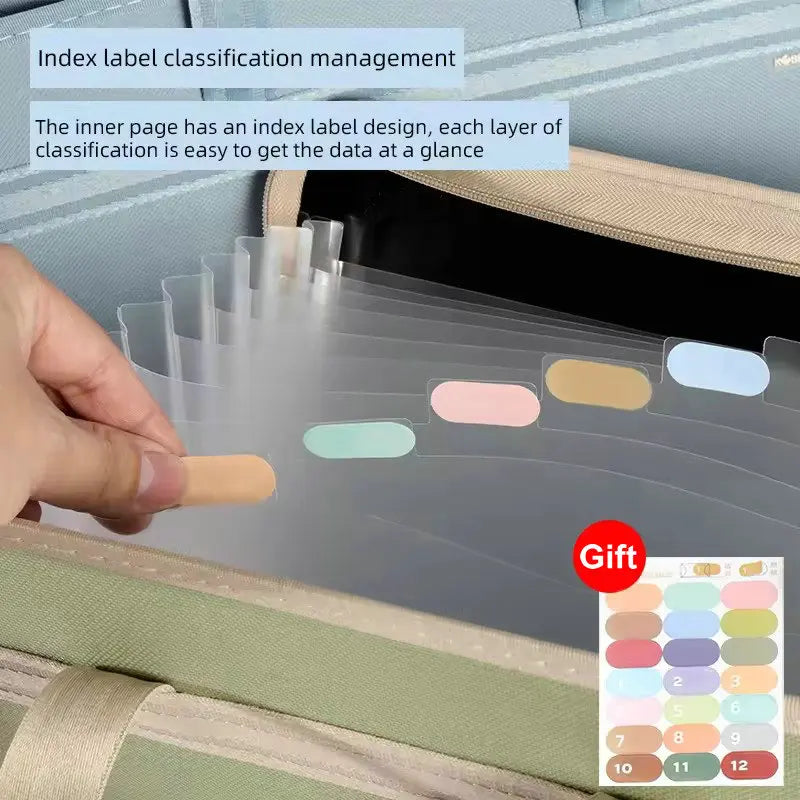 Portable Expanding File A4 Document Bag 13-layers Accordion File Organizer Paper Holder Oxford Fabric Paper Storage A4 File Bag