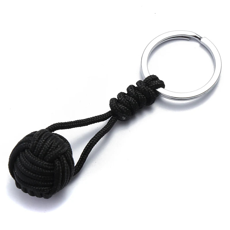 Military Parachute Woven Rope Ball Keychain Paracord Lanyard Key Ring Monkey Fist Key Chains Outdoors Survival Tool Jewelry
