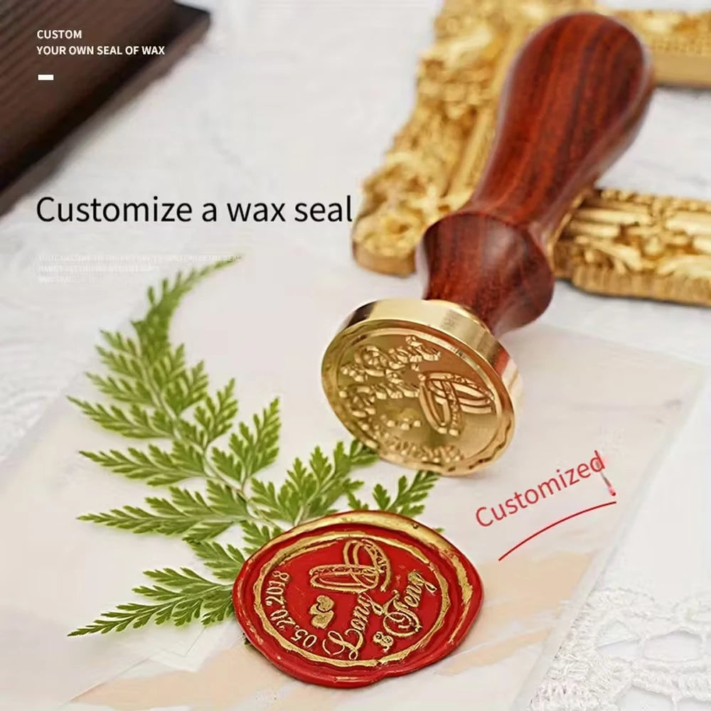Custom Brass Wax Seal Stamp Personalized LOGO 25/30/40/50mm Round/Square Wax Sealing Head For Wedding Invitation Card Decor Seal