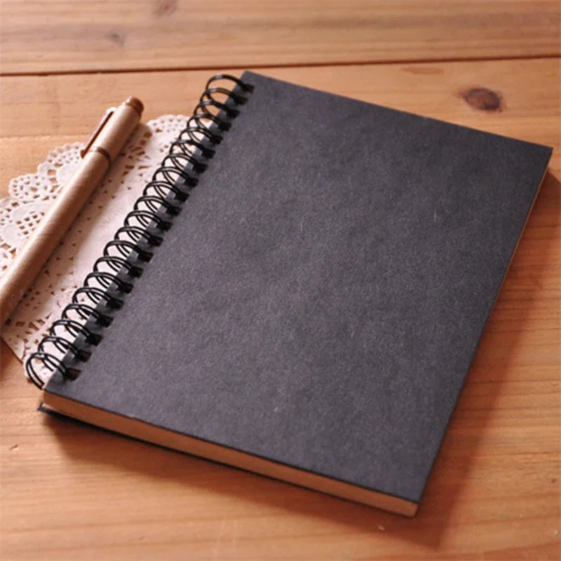 A5/A6 Spiral Sketchbook Blank Notebook 50 Sheets Kraft Paper Hardcover for Students Graffiti/Painting School Stationery Supplies