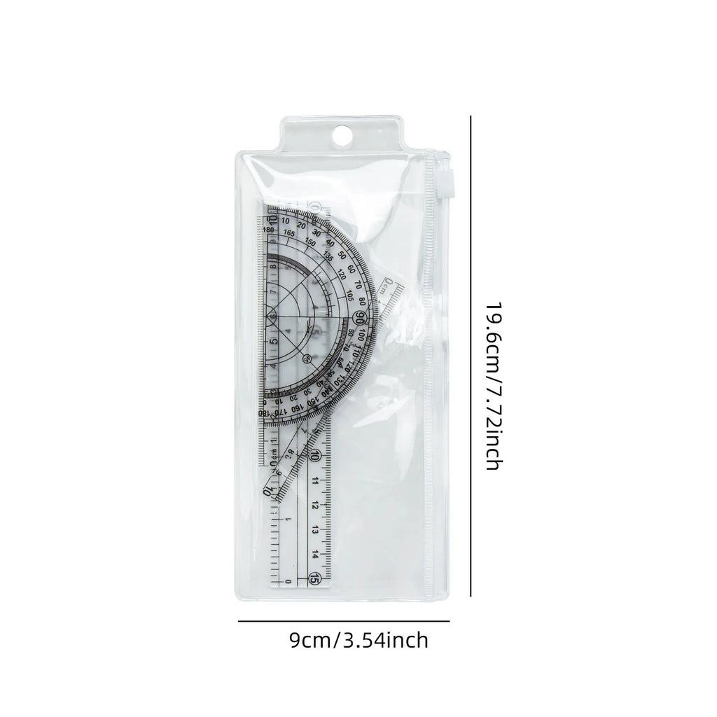 Frosted Ruler Set with Clear Scale - Drawing and Drafting Rulers with Triangle and Protractor for Accurate Measurement